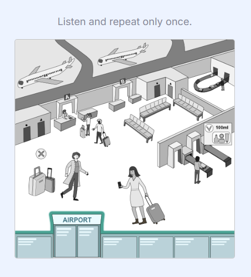 An image of the inside of an airport.  The entrance is highlighted.
